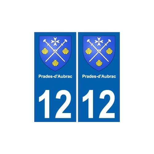 12 Prades d'Aubrac Aveyron blason autocollant plaque immatriculation