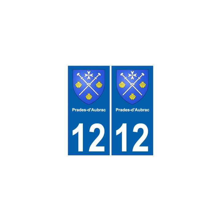 12 Prades d'Aubrac Aveyron blason autocollant plaque immatriculation