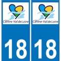 18 Cher autocollant plaque immatriculation auto département sticker Centre-Val de Loire logo