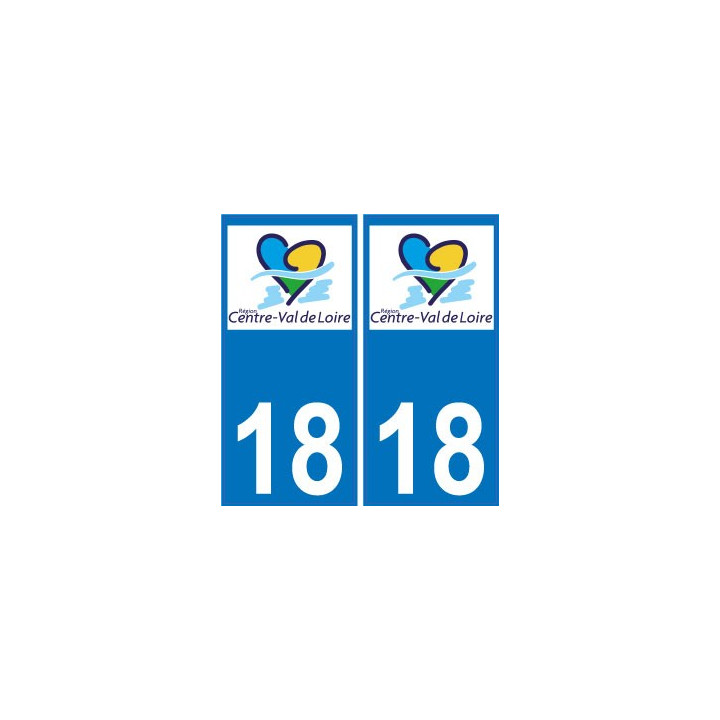 18 Cher autocollant plaque immatriculation auto département sticker Centre-Val de Loire logo