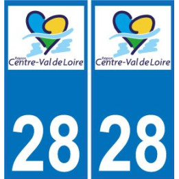 28 Eure-et-Loir autocollant plaque immatriculation auto département sticker Centre-Val de Loire logo