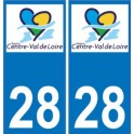 28 Eure-et-Loir autocollant plaque immatriculation auto département sticker Centre-Val de Loire logo