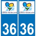 36 Indre autocollant plaque immatriculation auto département sticker Centre-Val de Loire logo