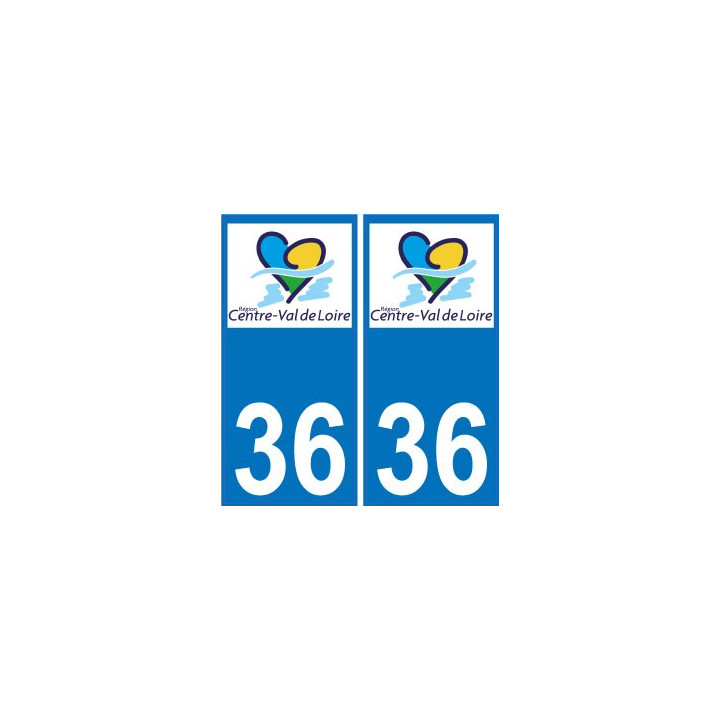 36 Indre autocollant plaque immatriculation auto département sticker Centre-Val de Loire logo