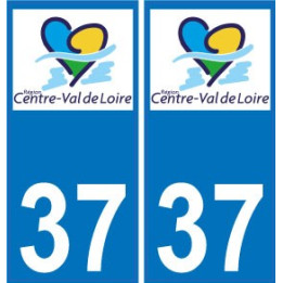 37 Indre-et-Loire autocollant plaque immatriculation auto département sticker Centre-Val de Loire logo