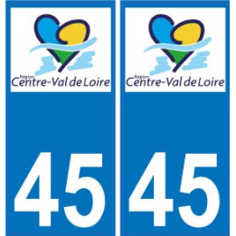 45 Loiret autocollant plaque immatriculation auto département sticker Centre-Val de Loire logo