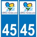 45 Loiret autocollant plaque immatriculation auto département sticker Centre-Val de Loire logo