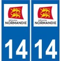 14 Calvados sticker plaque immatriculation auto department sticker Normandy new logo