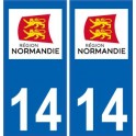 14 Calvados autocollant plaque immatriculation auto département sticker Normandie nouveau logo