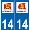 14 Calvados autocollant plaque immatriculation auto département sticker Normandie nouveau logo