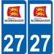 27 Eure autocollant plaque immatriculation auto département sticker Normandie nouveau logo