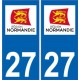 27 Eure autocollant plaque immatriculation auto département sticker Normandie nouveau logo