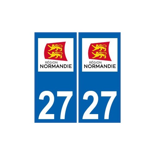 27 Eure autocollant plaque immatriculation auto département sticker Normandie nouveau logo