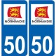 50 Manche autocollant plaque immatriculation auto département sticker Normandie nouveau logo