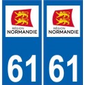 61 Orne autocollant plaque immatriculation auto département sticker Normandie nouveau logo