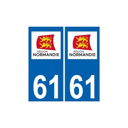 61 Orne autocollant plaque immatriculation auto département sticker Normandie nouveau logo