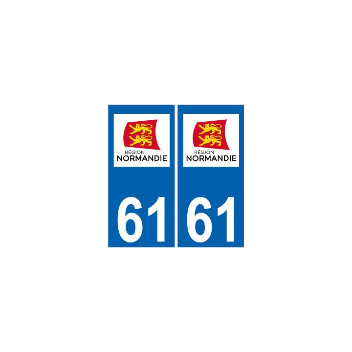61 Orne autocollant plaque immatriculation auto département sticker Normandie nouveau logo