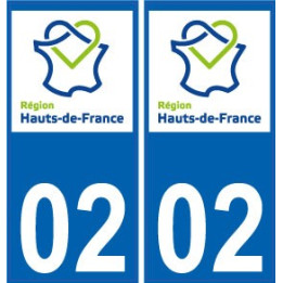 02 Aisne autocollant plaque immatriculation auto Haut-de-France département sticker nouveau logo