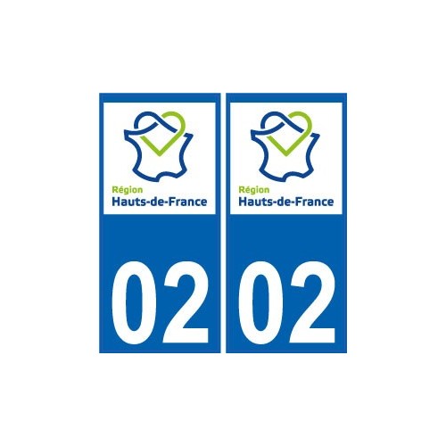 02 Aisne autocollant plaque immatriculation auto Haut-de-France département sticker nouveau logo