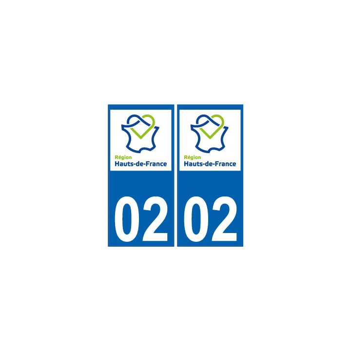02 Aisne autocollant plaque immatriculation auto Haut-de-France département sticker nouveau logo