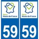 59 Nord autocollant plaque immatriculation auto Haut-de-France département sticker nouveau logo