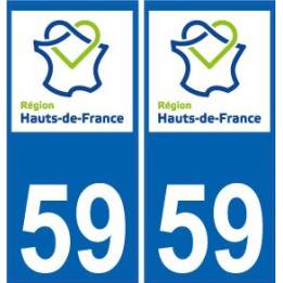 59 Nord autocollant plaque immatriculation auto Haut-de-France département sticker nouveau logo