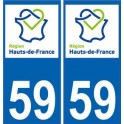 59 Nord autocollant plaque sticker immatriculation auto Haut-de-France département sticker nouveau logo