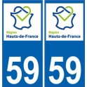 59 Nord autocollant plaque immatriculation auto Haut-de-France département sticker nouveau logo