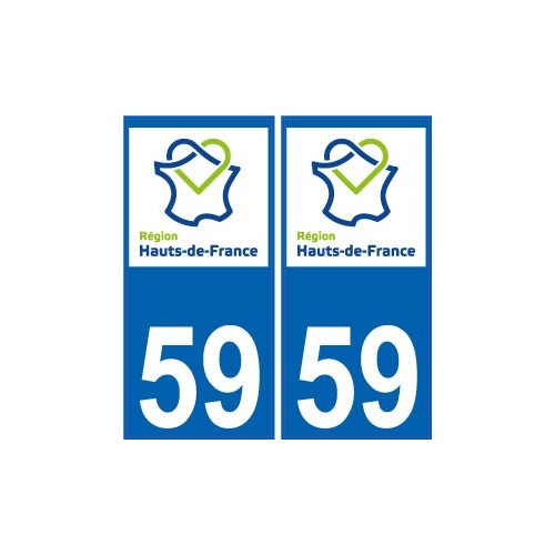 59 Nord autocollant plaque immatriculation auto Haut-de-France département sticker nouveau logo