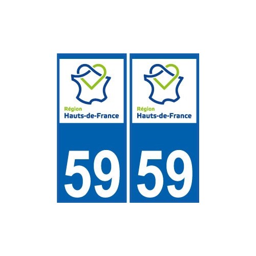 59 Nord autocollant plaque immatriculation auto Haut-de-France département sticker nouveau logo
