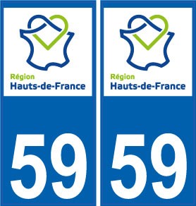 französisches Departement 59 Nordamerika Winkel Aufkleber für Nummernschild abgerundet. 