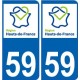 59 Nord autocollant plaque immatriculation auto Haut-de-France département sticker nouveau logo