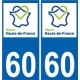 60 Oise autocollant plaque immatriculation auto Haut-de-France département sticker nouveau logo