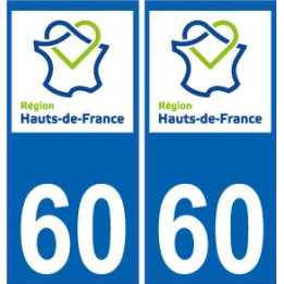 60 Oise autocollant plaque immatriculation auto Haut-de-France département sticker nouveau logo