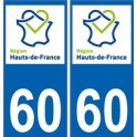 60 Oise autocollant plaque immatriculation auto Haut-de-France département sticker nouveau logo