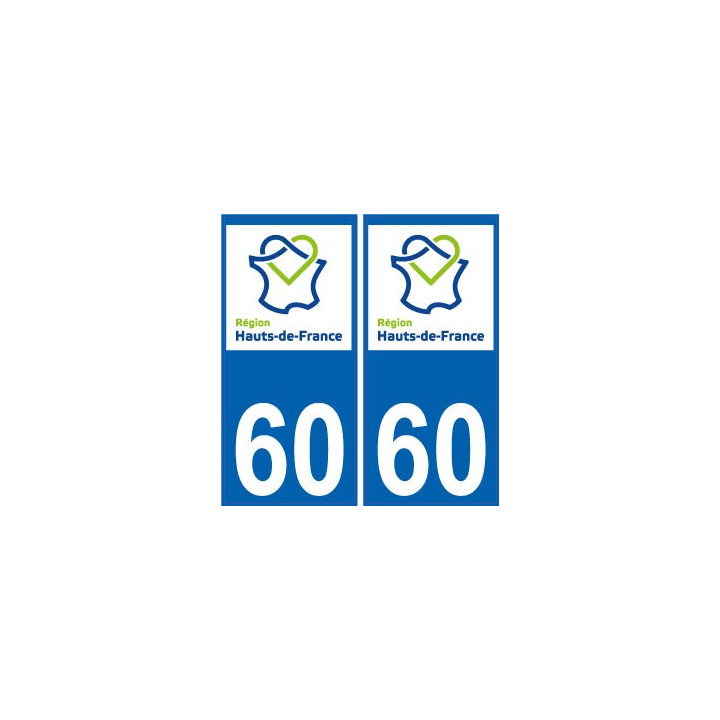 60 Oise autocollant plaque immatriculation auto Haut-de-France département sticker nouveau logo