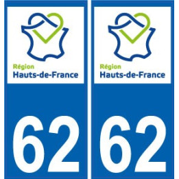 62 Pas-de-Calais autocollant plaque immatriculation auto Haut-de-France département sticker nouveau logo