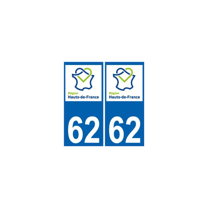 62 Pas-de-Calais autocollant plaque immatriculation auto Haut-de-France département sticker nouveau logo