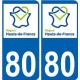 80 Somme autocollant plaque immatriculation auto Haut-de-France département sticker nouveau logo