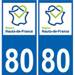 80 Somme autocollant plaque immatriculation auto Haut-de-France département sticker nouveau logo