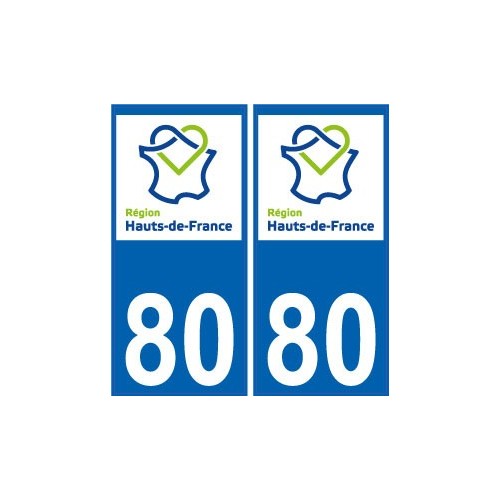 80 Somme autocollant plaque immatriculation auto Haut-de-France département sticker nouveau logo
