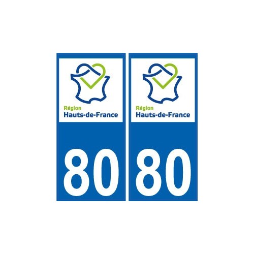 80 Somme autocollant plaque immatriculation auto Haut-de-France département sticker nouveau logo