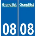 08 Ardennes autocollant plaque immatriculation auto département sticker Grand-Est nouveau logo