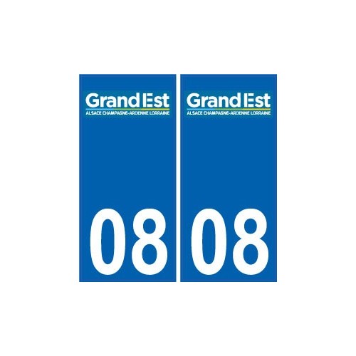 08 Ardennes autocollant plaque immatriculation auto département sticker Grand-Est nouveau logo