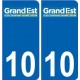 10 Aube autocollant plaque immatriculation auto département sticker Grand-Est nouveau logo