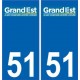 51 Marne autocollant plaque immatriculation auto département sticker Grand-Est nouveau logo