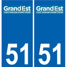 51 Marne autocollant plaque immatriculation auto département sticker Grand-Est nouveau logo