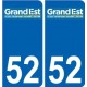 52 Haute-Marne autocollant plaque immatriculation auto département sticker Grand-Est nouveau logo