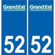 52 Haute-Marne autocollant plaque immatriculation auto département sticker Grand-Est nouveau logo