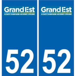 52 Haute-Marne autocollant plaque immatriculation auto département sticker Grand-Est nouveau logo